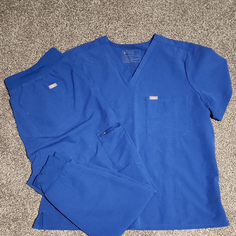 Figs Royal Blue Scrub Set - Catarina Top and Zamora Joggers